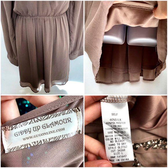 GIDDY UP GLAMOUR⚡️Rhinestone Mocha Dress_L(Sz 8) - Picture 5 of 8